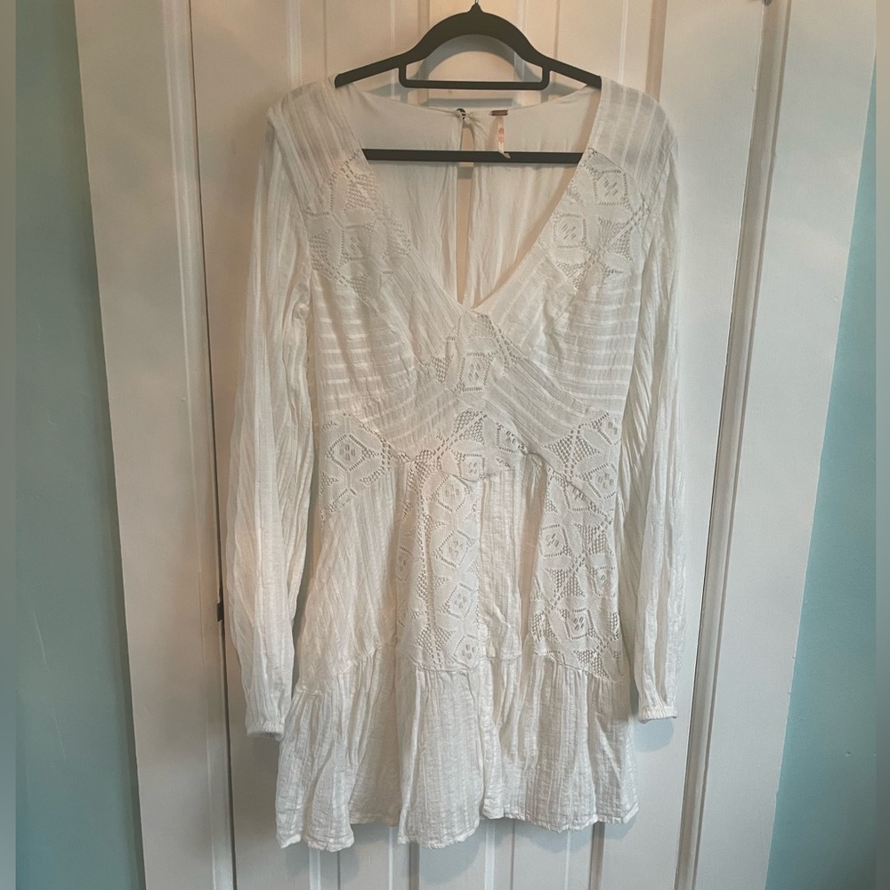 Free People White Lace Mini Dress size XL NWOT